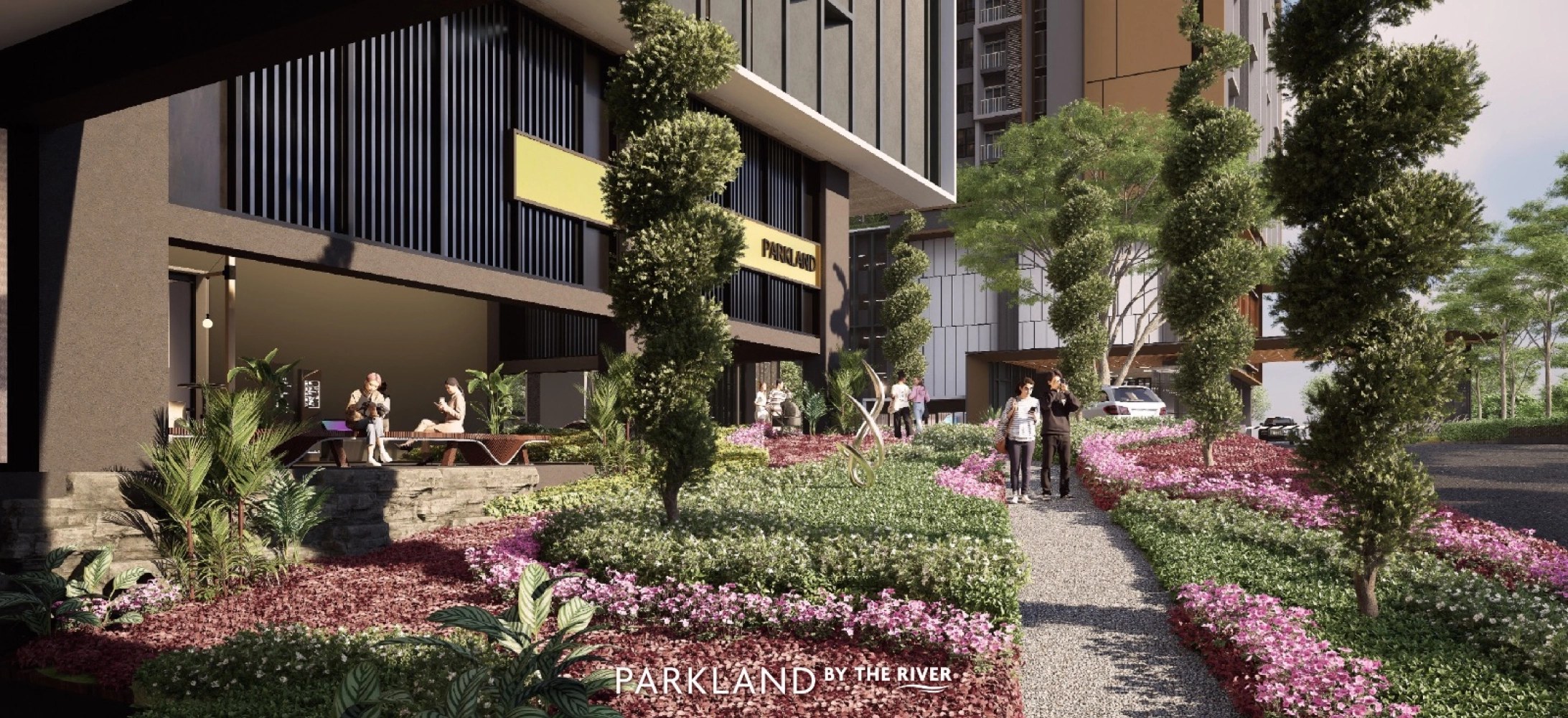 Landscaped walkway artist impression